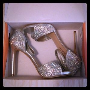 Brand New Silver Peep Toe Heels